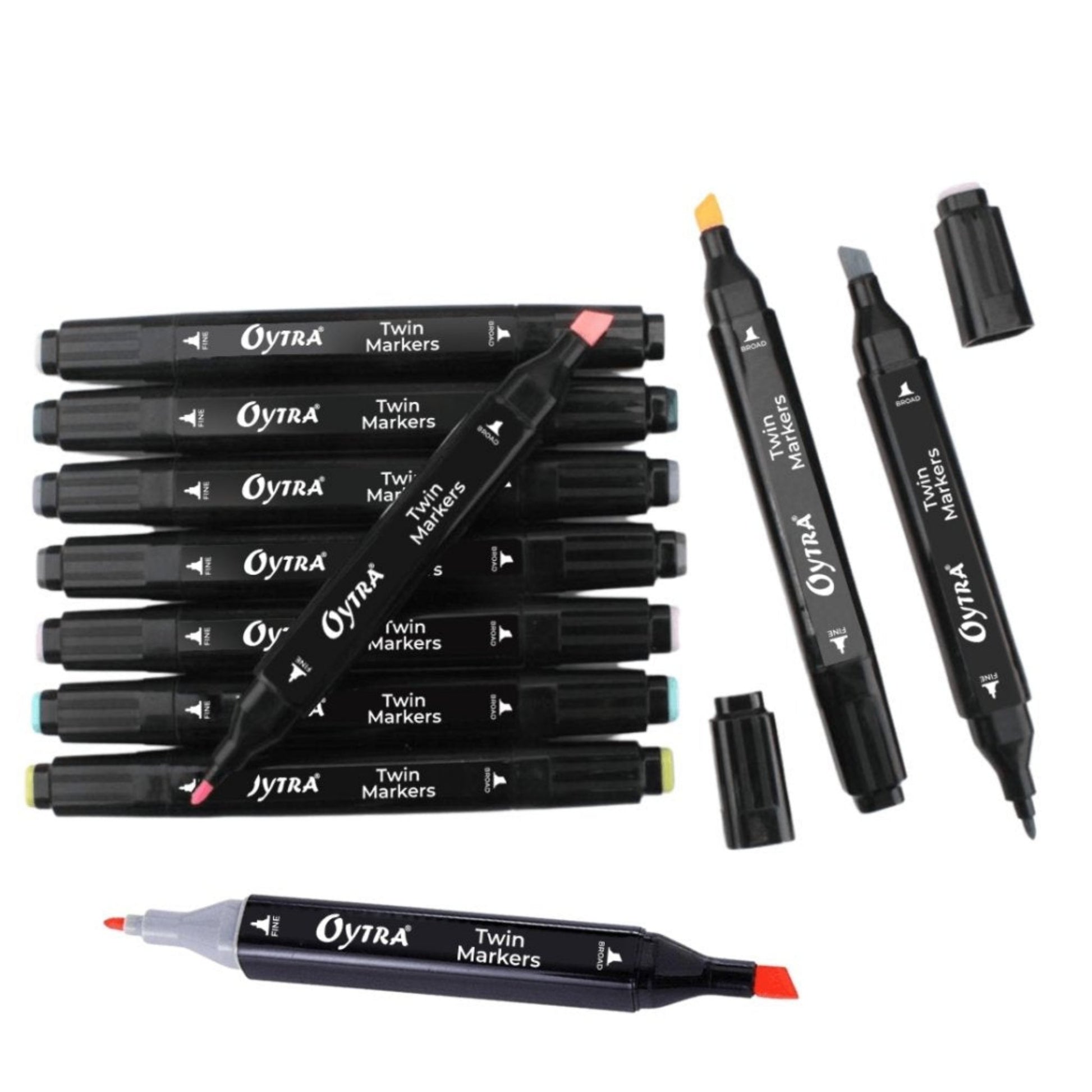 36 Colors Dual Tip Alcohol Markers Bullet and Calligraphy Pens - Oytra