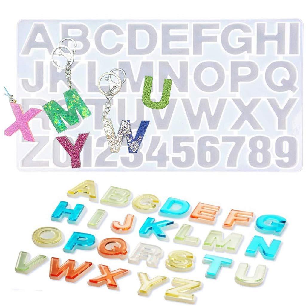 Large Alphabet Mold for Resin, Reversed Resin Keychain Letter Molds with  Hole, Alphabet Molds for Resin with 30 Jump Rings, 30 Key Rings, Resin