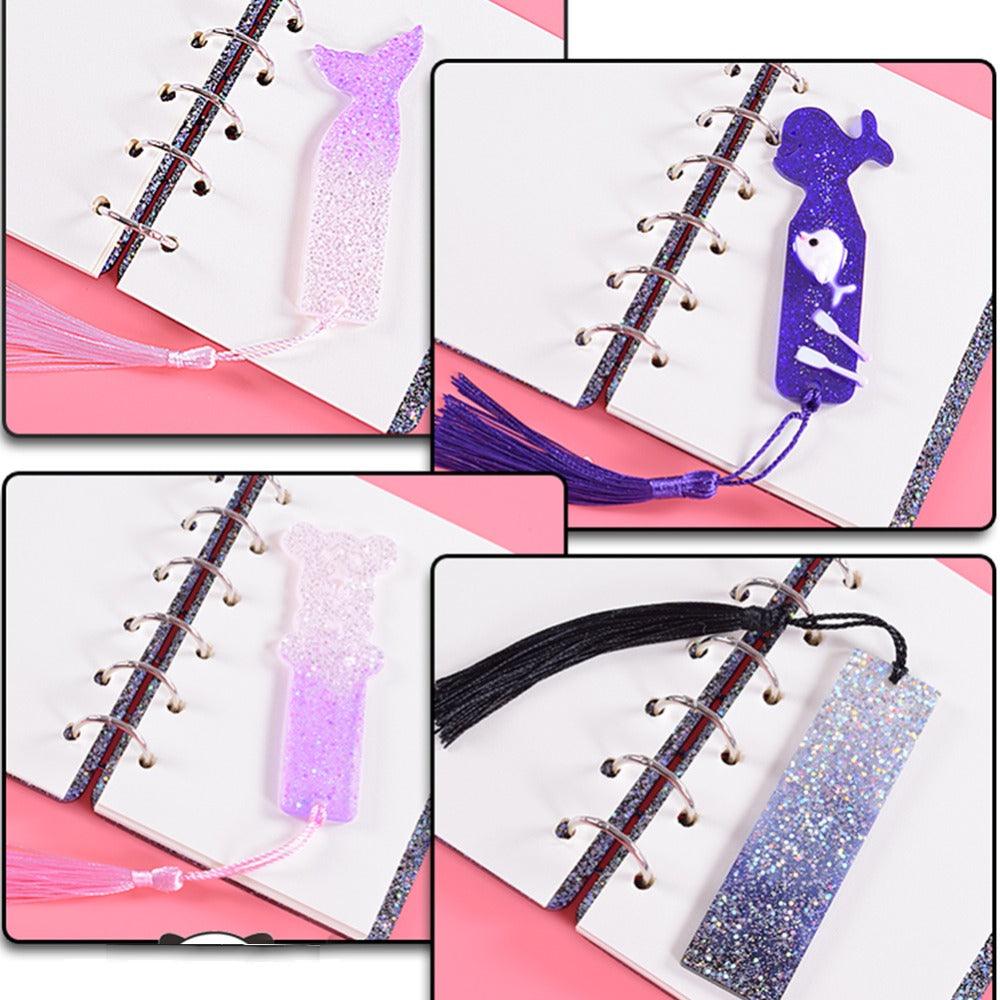 MUXGOA 9 Pcs Bookmark Mold with Tassles,Resin Bookmark Molds DIY