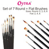 Oytra Flat Round 7 Piece Combo Paint Brushes Set Professional Artist Painting Brush Set for Acrylic Watercolor Oil Gouache Varnish Thinner Painting Drawing