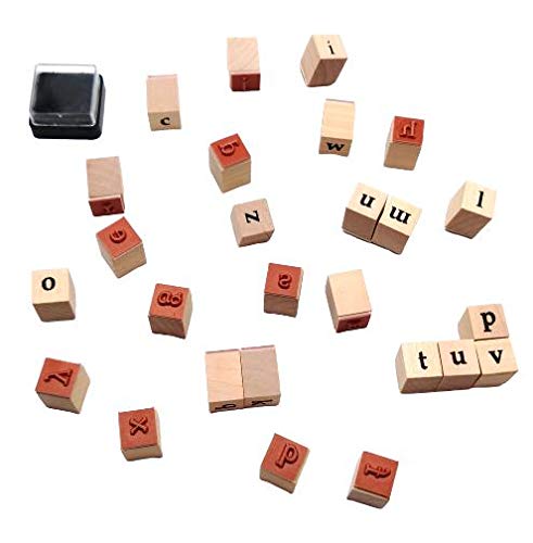 Alphabet Rubber Stamps Lower Upper Case for Journaling Scrapbooking DIY Art Wooden Handle