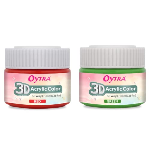 Oytra Red Green Acrylic Colors Set 100 ml Each Vibrant Colors for Professionals Artist Hobby Painters DIY Art and Craft Painting