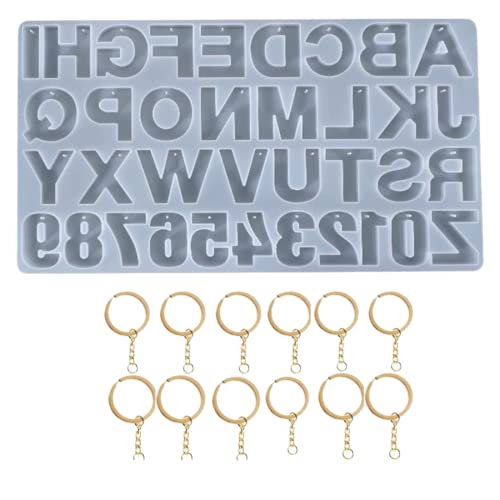 Silicone Alphabet Resin Mold Letter & Number with in Built Hole and 12 keyrings