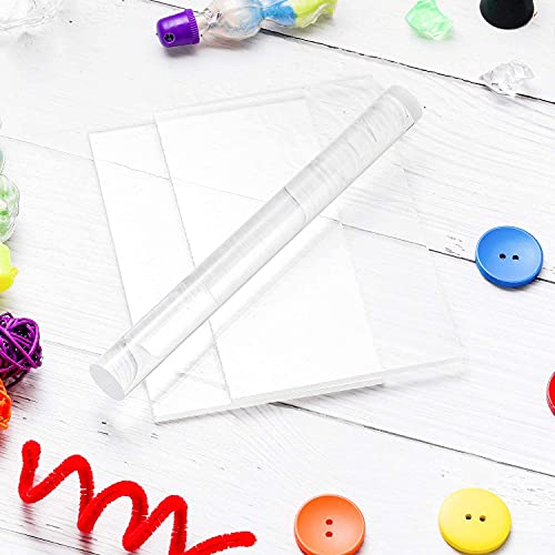 2 Pieces Acrylic Clay Roller with 2 Pieces Acrylic Sheet for Shaping