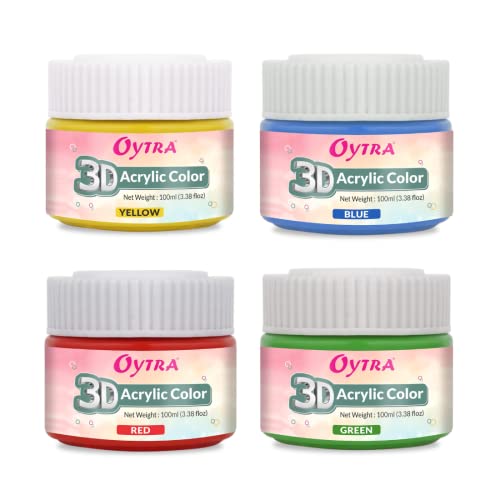 Oytra 4 Acrylic Colors Set 100 ml Each Vibrant Colors for Professionals Artist Hobby Painters DIY Art and Craft Painting