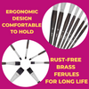 Set of 2, 7 Round and 7 Flat Brushes, Synthetic bristles for Oil, Acrylic, Gouache Painting