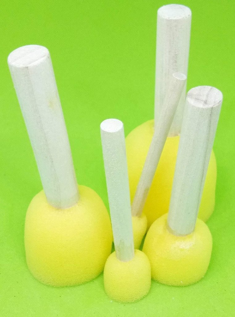 DaKos Yellow Sponge Dabber Wooden Handle Foam Brush Furniture Art