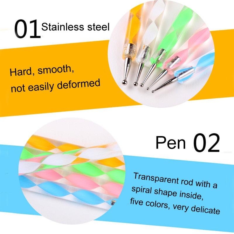 Nail Dotting Tool Pencil, Embossing Stylus with Dual Size Ball Tip, Nail  Dotting Tool for Nail Art Design 
