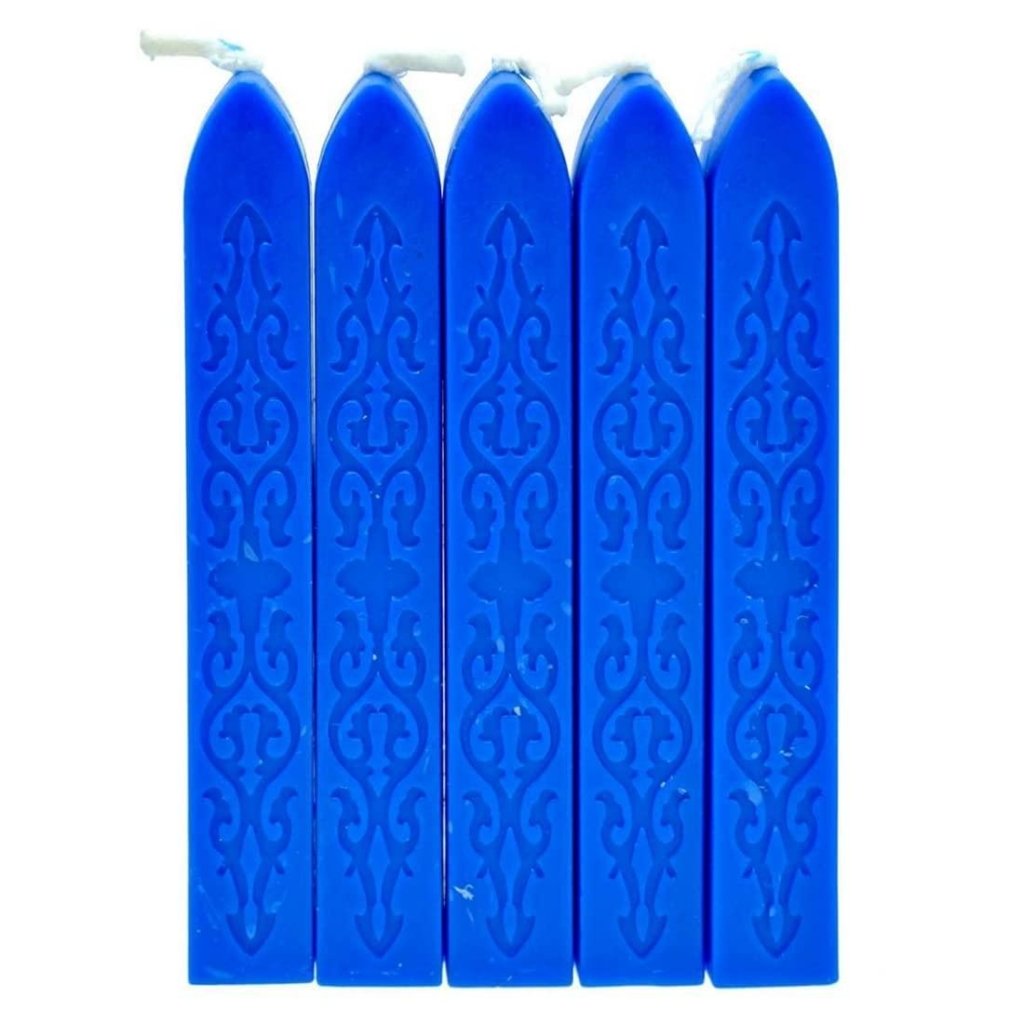  Blue Sealing Wax Sticks, Yoption 5 Pcs Totem Fire Manuscript Wax  Seal Sticks with Wicks for Wax Seal Stamp (Navy Blue)