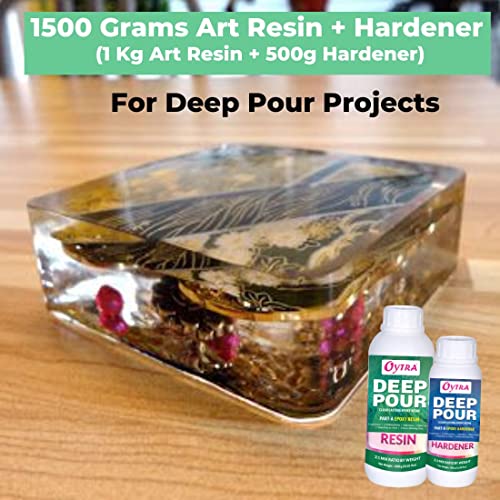 Oytra Resin Hardener 1.5 Kgs Deep Pour Casting 2:1 Ultra Clear Transparent Finish for Professionals Table Top and Big Projects DIY Art Craft
