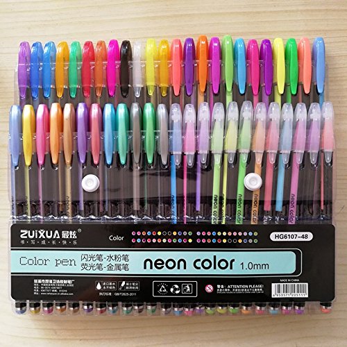 Oytra 48 Art Colourful Gel Pens Fluorescent Metallic Glitter and Paste