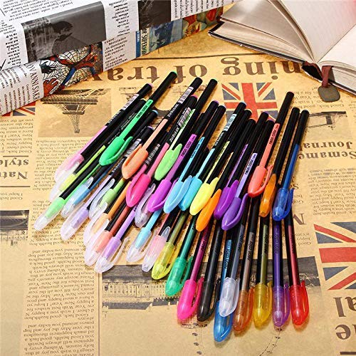 Oytra 48 Art Colourful Gel Pens Fluorescent Metallic Glitter and Pastel Colors for Calligraphy Journaling Scrapbooking Painting Drawing Girls
