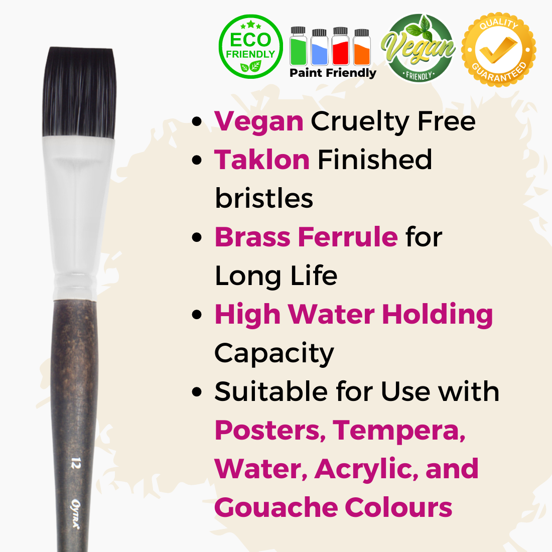 Artist Quality Synthetic Flat Tip Paintbrushes of 7pc for Watercolor &  Acrylic Painting at Rs 160/piece, Mumbai