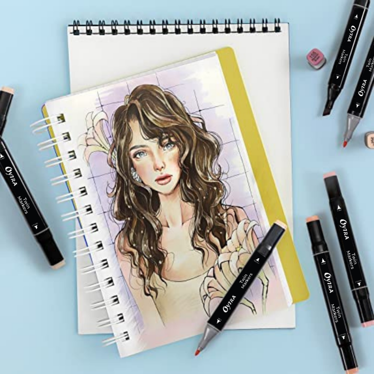 Dual Tip Skin Tones 12 Alcoholic Markers Set - Oytra