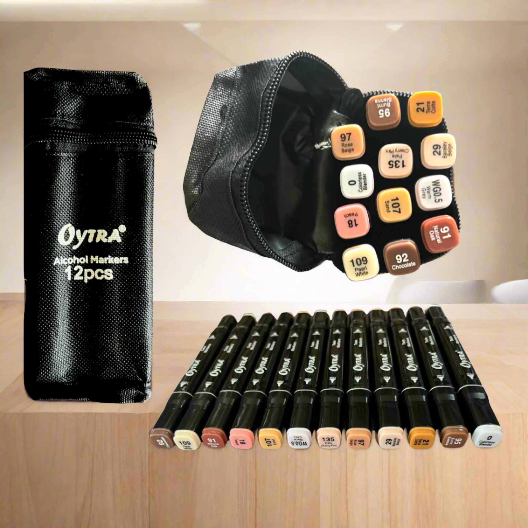 Oytra Dual Tip Skin Tones 12 Alcoholic Markers Set - Oytra