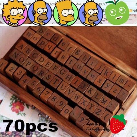 Vintage Alphabet Stamps Set with Ink Pad 20 Colors, 70Pcs Vintage Wooden  Rubber