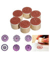 6 Pc Wooden Round Block LACE Stamps - Oytra