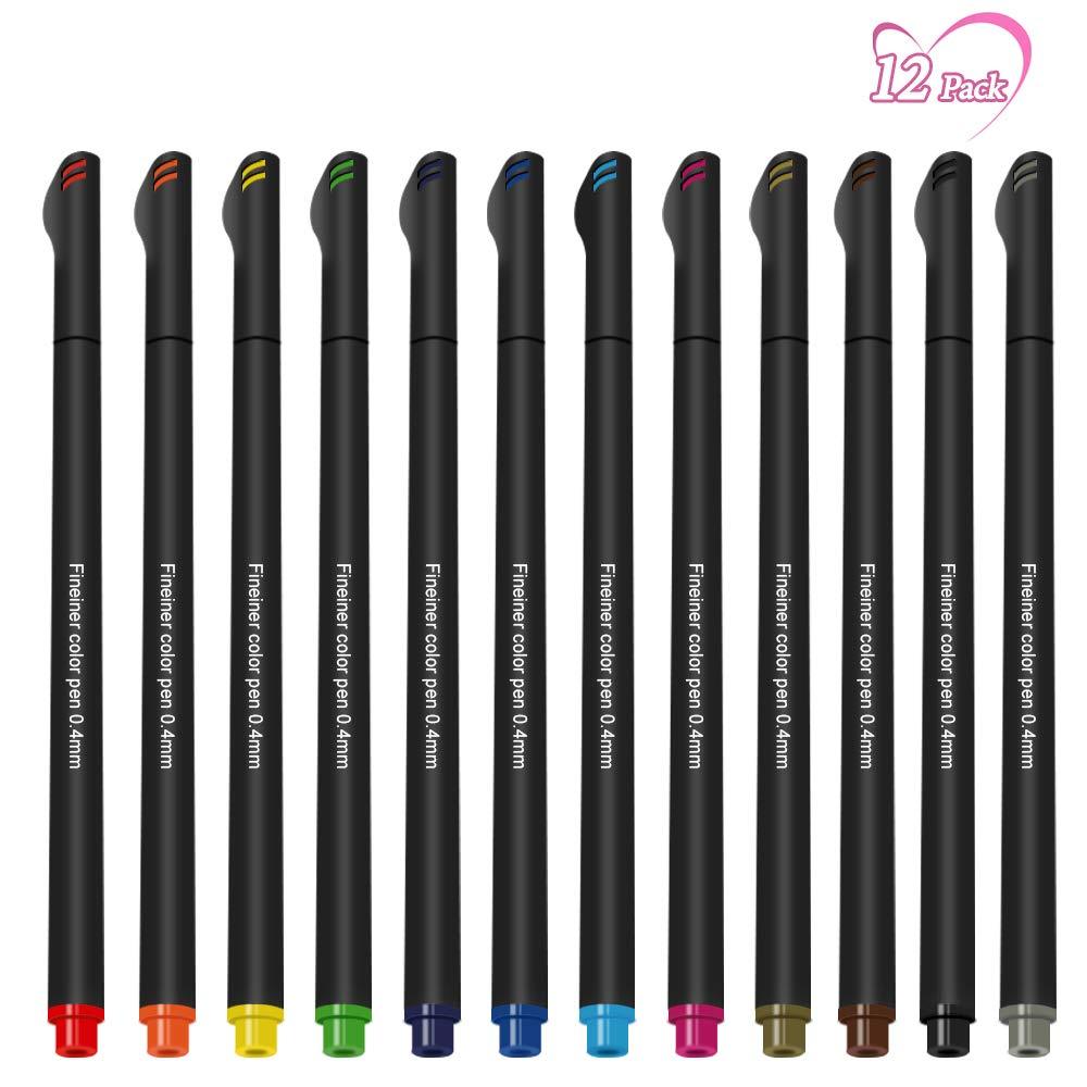 24 Colors Fineliner Coloured Pens Pigment Based 0.4mm - Oytra