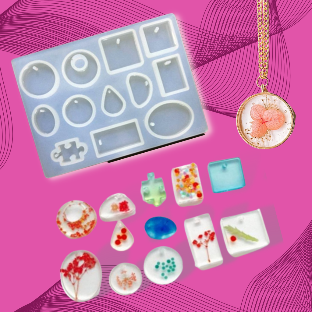 Jewelry Silicone Resin Molds Kit - Epoxy Resin Moulds for Making Pendant  Earring, Necklace, ,Keychain DIY Jewelry Resin Mold Set