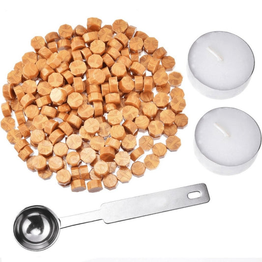 Wax Sealing Kit with 100 Beads (GOLDEN), 1 Heating Spoon 5ml and 2 Candles - Oytra