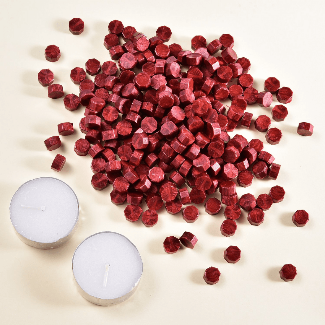 Wax Sealing Kit with 100 Beads (RED METALLIC), 1 Heating Spoon 5ml and 2 Candles - Oytra