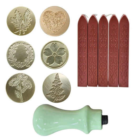 Wax Stamp Seal FLOWER HEART KIT with 6 Sealing - Oytra