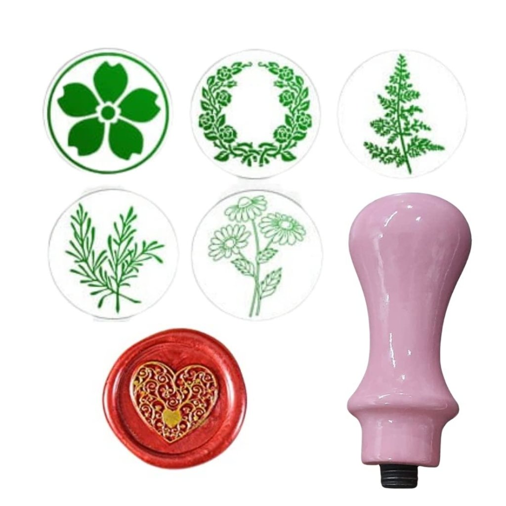 Wax Stamp Seal FLOWER HEART KIT with 6 Sealing - Oytra